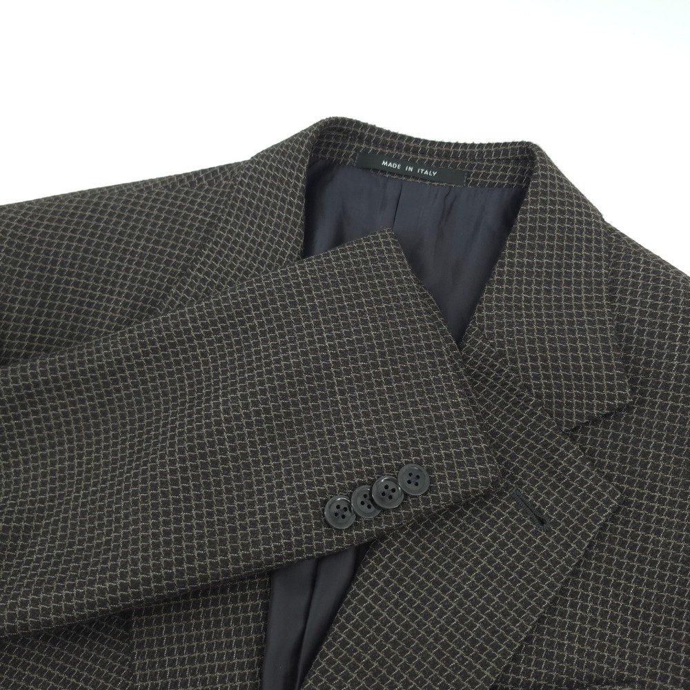 Armani Mens Sport Coat Wool Micro Check Brown 42R 2 Button Made in Italy Saks